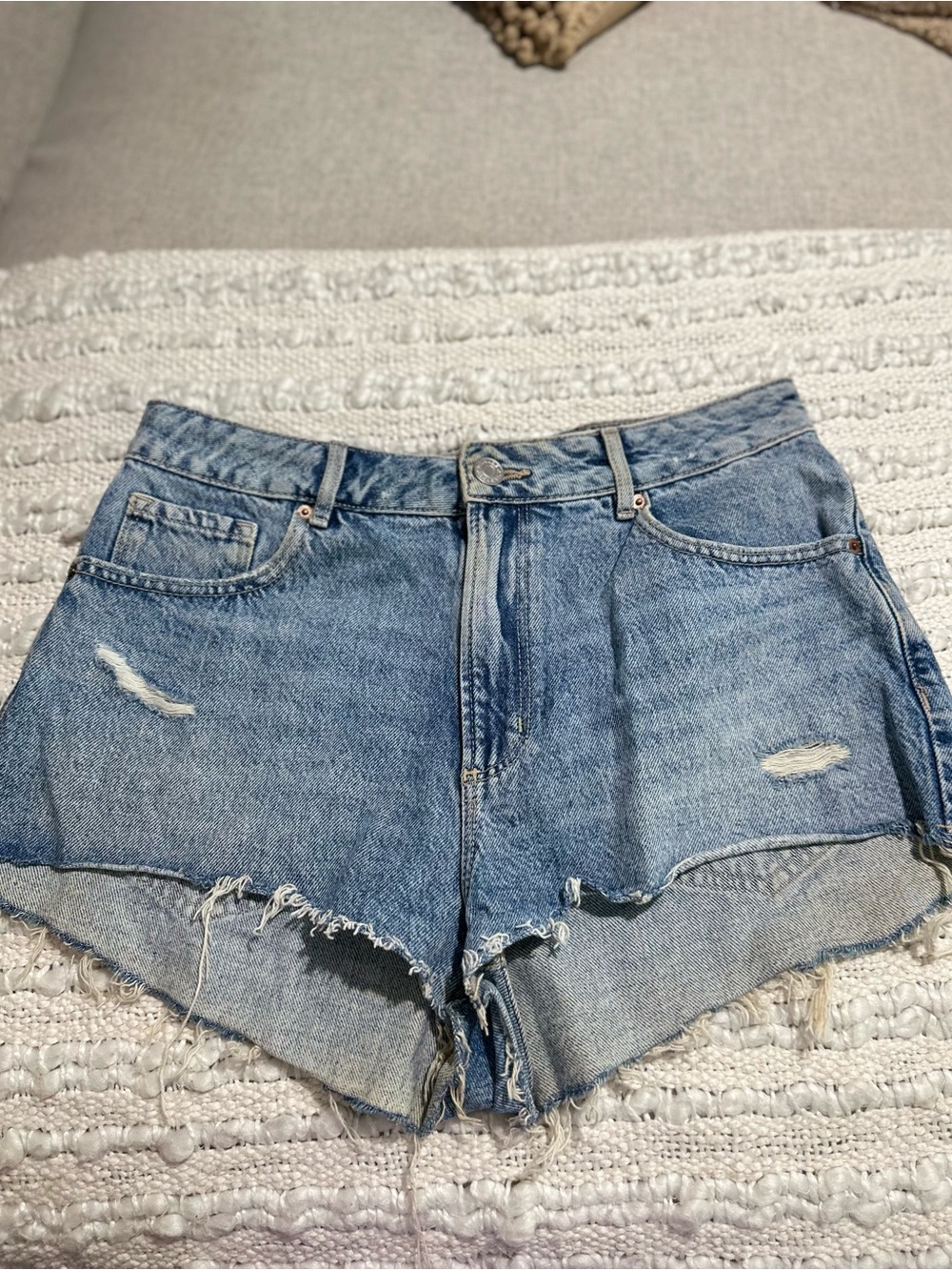 Garage Light Blue Distressed Jean Shorts